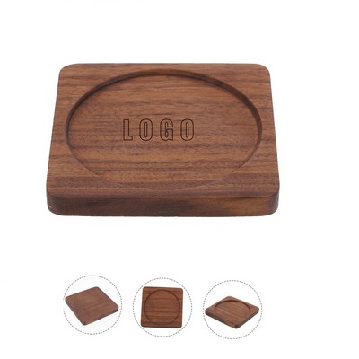 Square Wood Drink Coaster with Engraved Logo