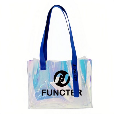 Iridescent Clear PVC Tote Bag 11 x 12"