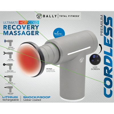 Health, Beauty & Fitness Bally Cordless Rechargeable Hot/Cold Percussion Massager Gun - Gray