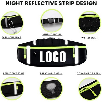 18.9" Slim Oxford Water Resistant Waist Belt Bag w/Zipper Pocket