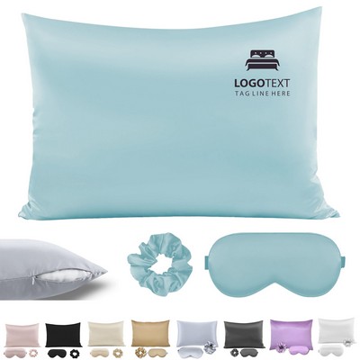 Satin Pillowcase Scrunchies Eye Mask Sleep Set