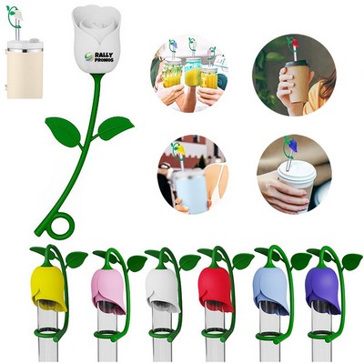 Silicone Rose Shaped Straw Cover Cap