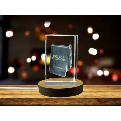 3D Engraved Crystal Notepad w/LED Base Light
