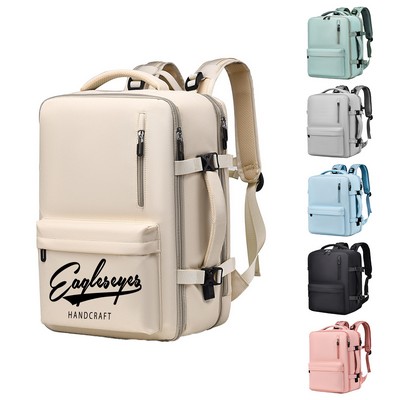 Leather Backpack with Pocket and Compartment