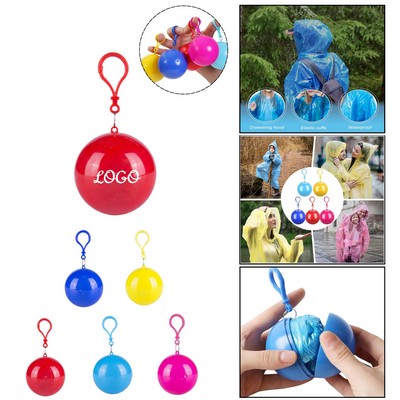 Compact Disposable Emergency Raincoat Ball with Hook