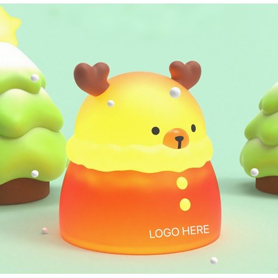 Custom Christmas Reindeer Silicone Night Light – Tap Lamp, Kids Bedside Gift
