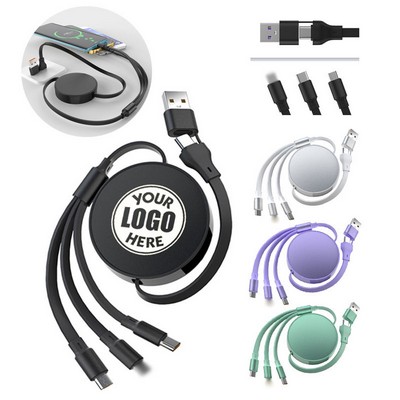 66W 5-in-1 Metal Retractable Fast Charging Cable Cord
