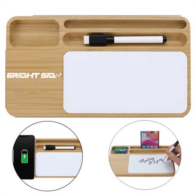 Bamboo Wireless Charger & Desk Organizer With Notepad