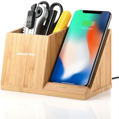 Bamboo 3-in-1 Wireless Charger & Organizer