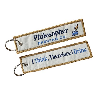 Woven Rectangle-Shaped Key Fob w/ Grommet & Split Ring