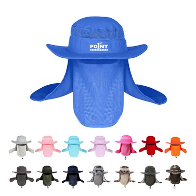 UV Protect Fishing Bucket Hats W/ Face Cover & Neck Flap