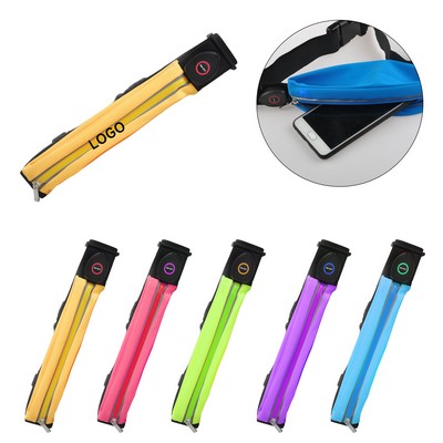 LED Waist Belt Pouch with USB Rechargeable Light