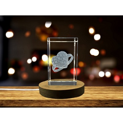 Bold Elegance Nugget Ring 3D Engraved Crystal w/LED Base Light
