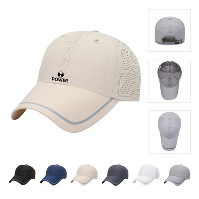 6 Panel Lightweight Breathable Golf Hat W/ Vents