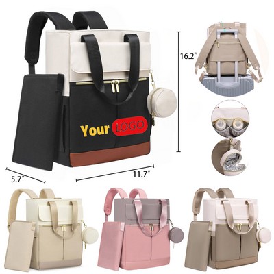 Polyester Diaper Backpack with Insulated Pockets & Changing Pad