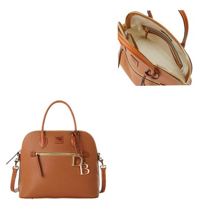 Dooney & Bourke Caramel Brown Pebble Grain Large Domed Satchel Bag