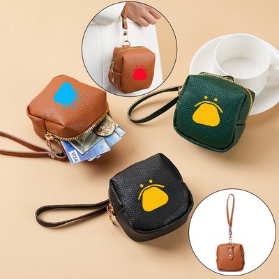 Mini PU Leather Coin Purse with Detachable Keyring