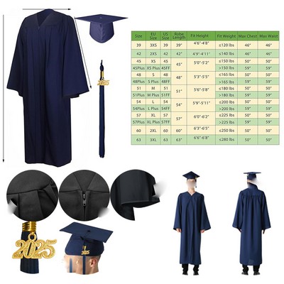 Matte Graduation Gown Cap Tassel Set