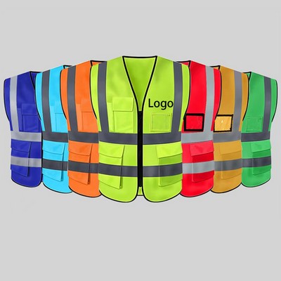 Breathable Hi-Vis Mesh Vest with 4 Utility Pockets
