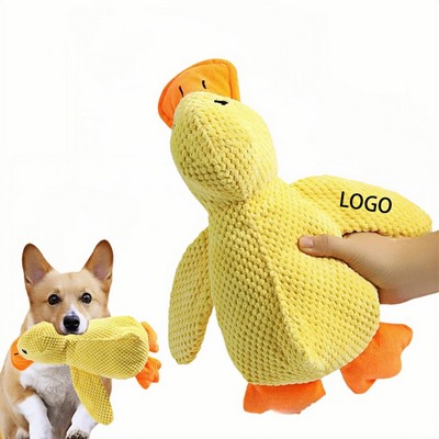 Custom Washable Chewable Squeaky Duck Shaped Plush Dog Toy