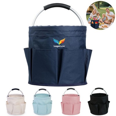 17L Portable Collapsible Picnic Basket with Storage Pockets