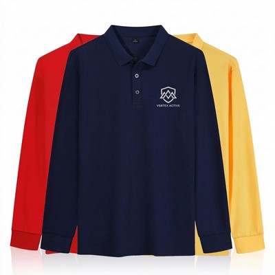 Men's Long Sleeve Stretch Polo
