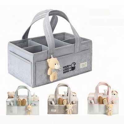 Portable Felt Diaper Caddy Organizer With Handle