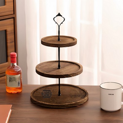 Rustic Wood Three Tier Cupcake Display Stand Tower