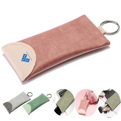 Soft PU Leather Portable Sunglass Case Eyeglass Storage With Ring