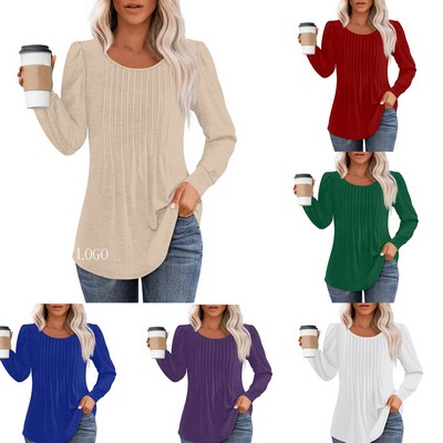 Women's Long Sleeve Crew Neck Tunic Top