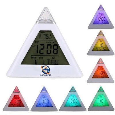 Multifunctional Digital Pyramid Alarm Clock With Light