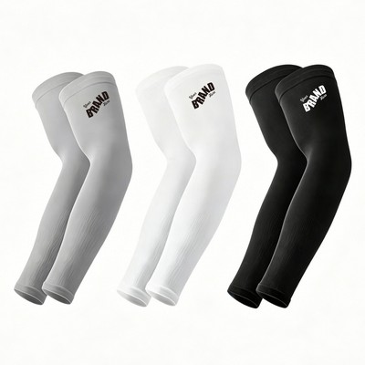 Soft Stretchy Cooling Sun Protection Breathable Polyester Arm Sleeves-Pair