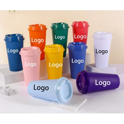 Custom 16oz Matte PP Plastic Coffee Cup with Leak-Proof Lid