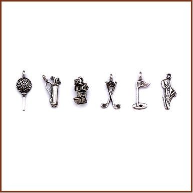Set of 4 Golf Stock Wine Charms On Card