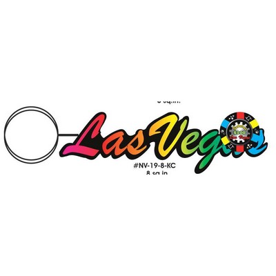 Las Vegas w/Poker Chip Key Chain w/Clear Mirrored Back (8 Square Inch)