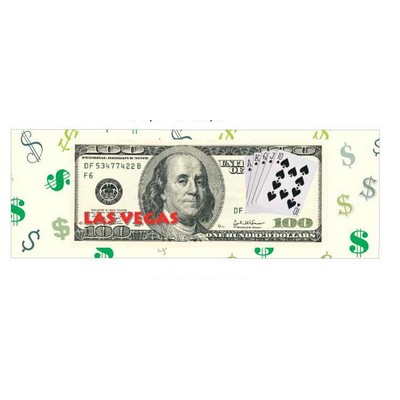 LV Royal Flush $100 Bill Rectangle Badge w/ Bar Pin (1 5/8"x4 5/8")