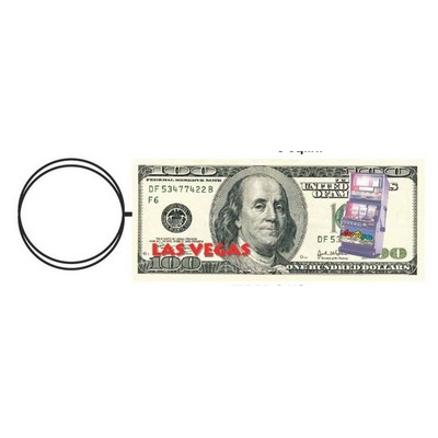 Vegas Slot Machine On $100 Key Chain w/Clear Mirror Back (6")