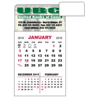 3-Month Magnet Mini Calendar Pad w/Rounded Corners