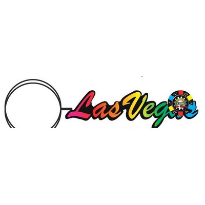 Las Vegas w/Poker Chip Key Chain on Clear Mirrored Back (10 Square Inch)