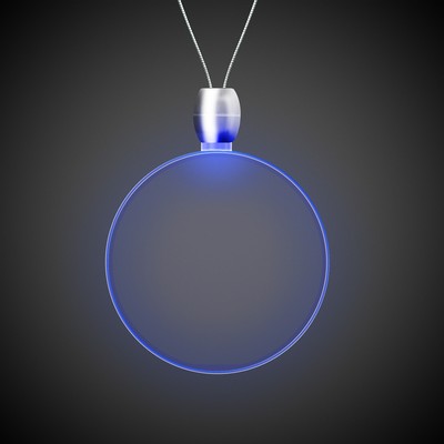 24" Blue Round Light-Up Pendant Necklace(Pad Printed)