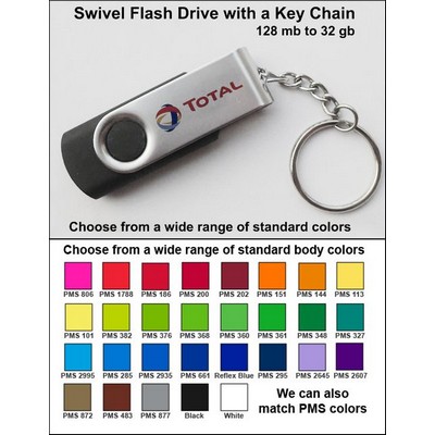 128 MB Swivel Flash Drive w/Key Chain