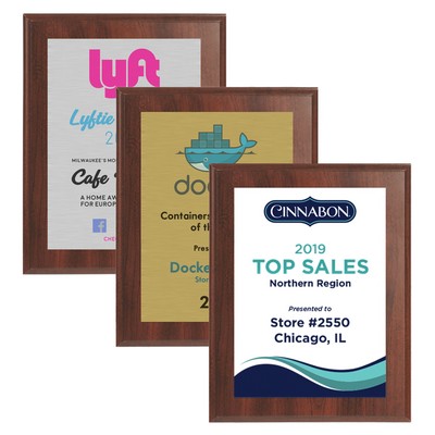 7" x 9" Cherry Finish Plaque w/ Full Color Sublimated Imprint