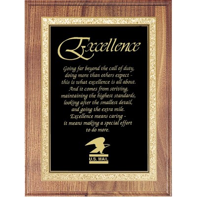 Solid American Walnut Plaque w/ Black Plate & Round Corners, 9 x 12"