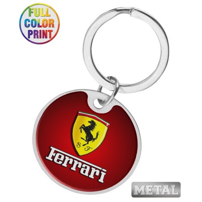 Union Printed - Round Shaped Flat Metal Keychain with Full Color Dome Print