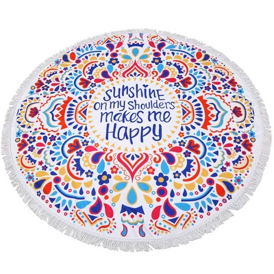 Quick-Dry Round Microfiber Beach Towel