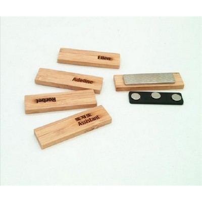 Bamboo Wood Name Tag w/Magnet