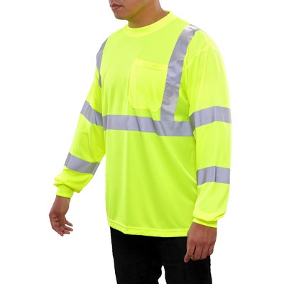 Reflective Apparel™ Birdseye® Hi-Vis Long Sleeve Pocketed Shirt Fluorescent Yellow-Green