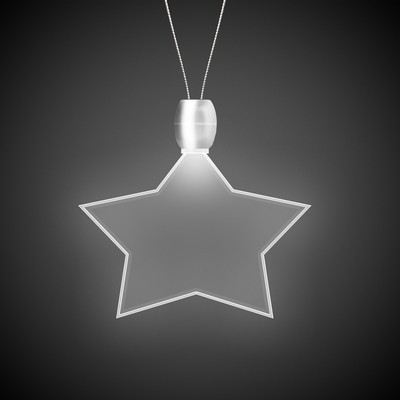 24" White Star Light-Up Pendant Necklace(Laser Engraved)