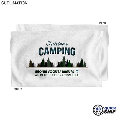 48Hr Quick Ship - Microfiber Dri-lite Terry Sports, Hand, Gym White Towel, Sublimated (15"x25")