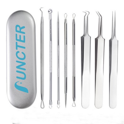 8 Pcs Stainless Steel Acne Extractor Tool Set with Metal Box